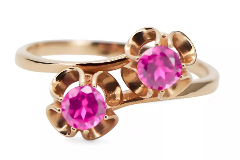 Vintage Anillo Amatista Oro rosa antiguo original de 14k vrc266r